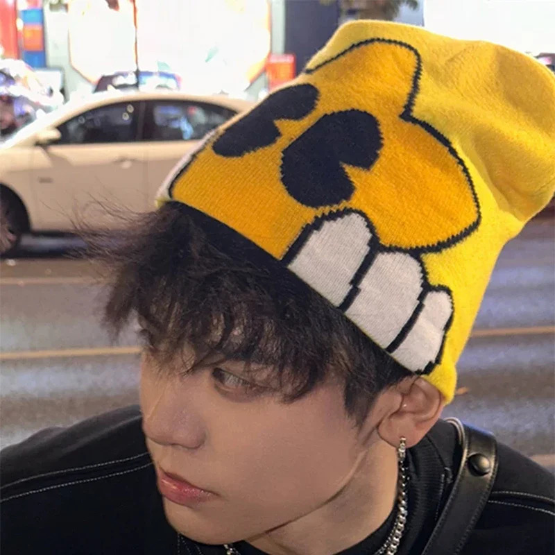 Cartoon Cute Five-pointed Star Knitted Hats Autumn and Winter Hip Hop Warm Ins Color Block Versatile Street Fashion Beanies 250724
