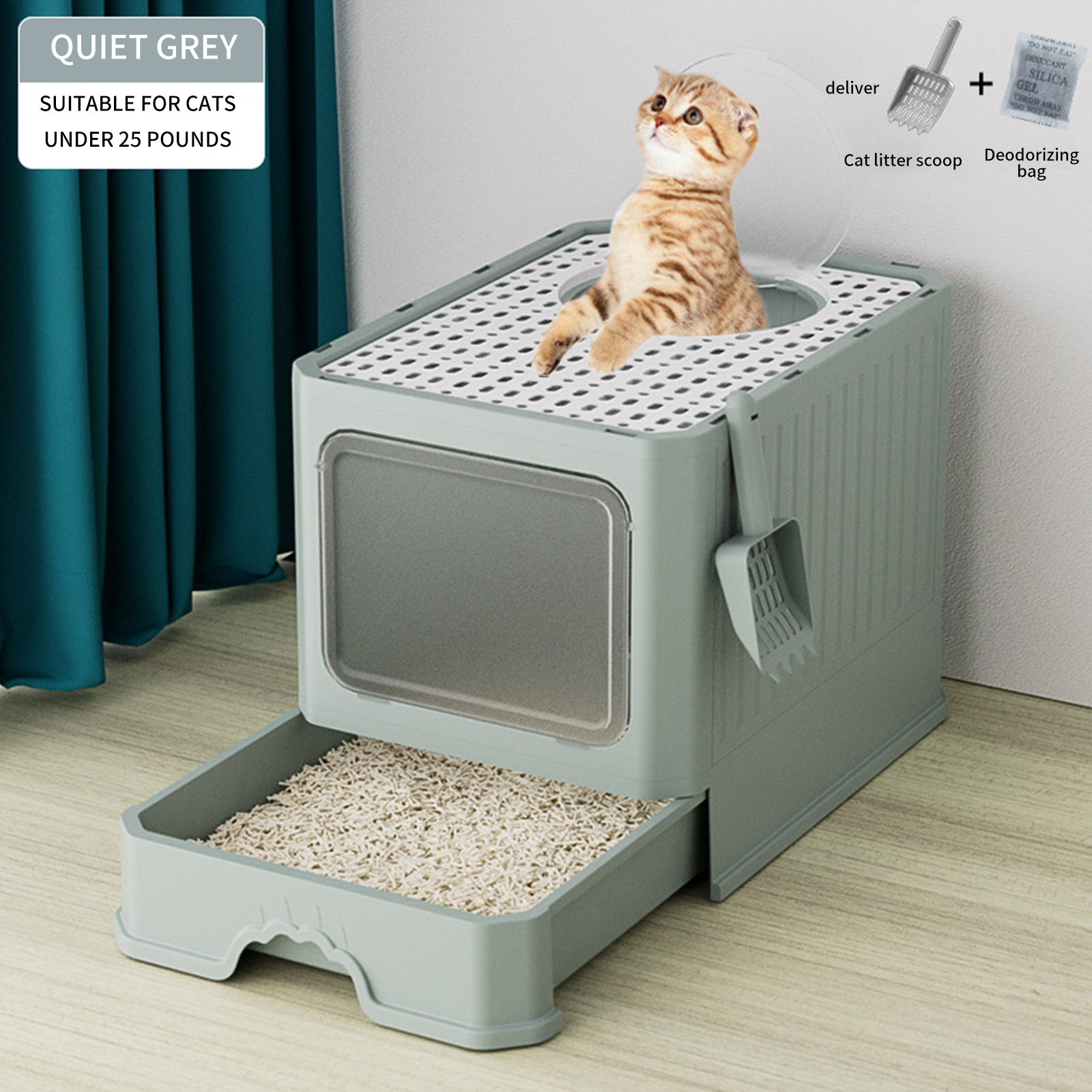 Cat litter box extra large splash proof odor proof cat toilet extra large reinforced thickened drawer fully enclosed pet supplies