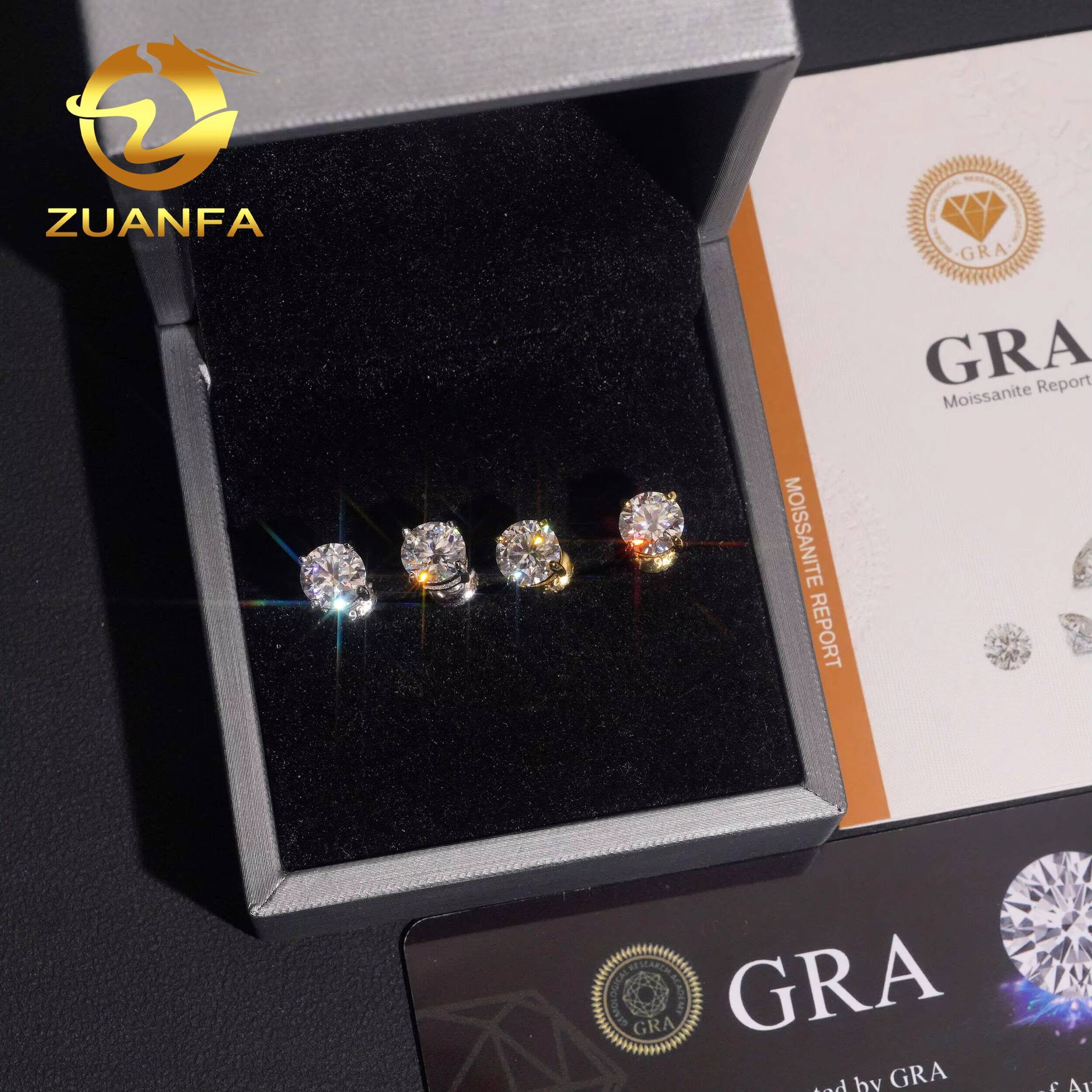 Fast Shipping Regular Classic 6.5mm 925 Sterling Silver D Color VVS Moissanite Stud Earrings