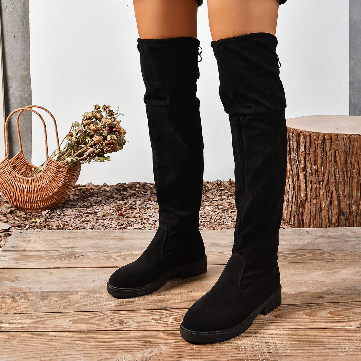 Plus Size Over-the-Knee Stretch Boots 2025 Autumn Winter New Thick-Soled Solid Color Fashion Womens Boots Over-the-Knee Long Boots