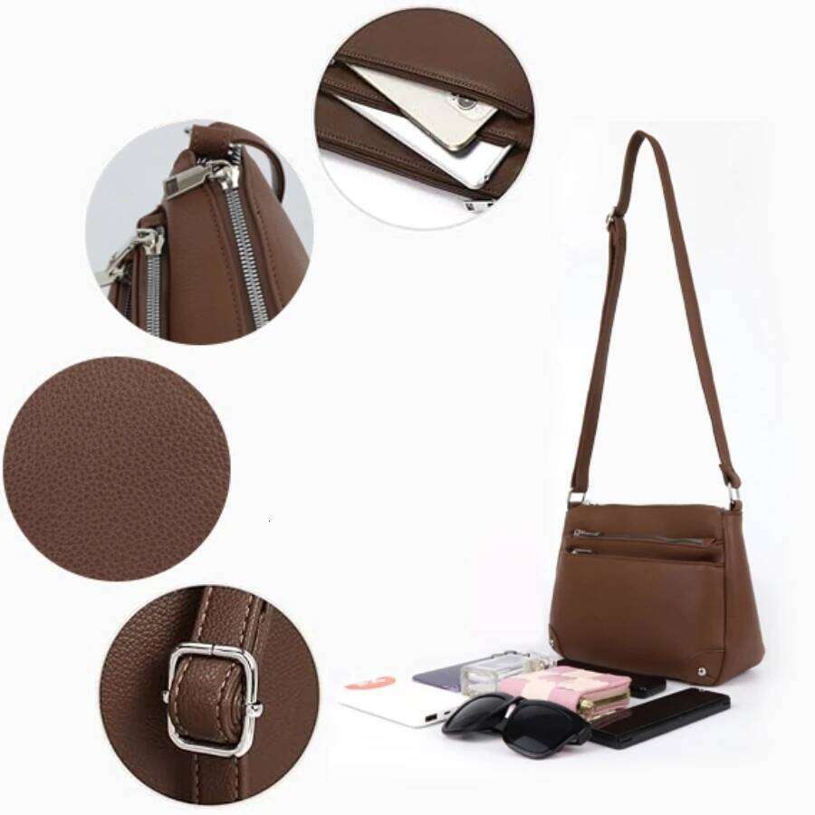 Women's Bags Designer Women's Bags Designer Solid Color Crossbody Bags For Women, Vegan Leather Shoulder Bags, Vintage Double Zipper Handbag