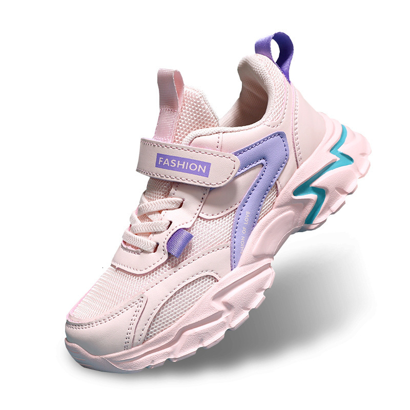 Spring and Autumn Sports Leather Surface Kids Internet Celebrity Campus Double Mesh Children's Travel Shoes Breathable