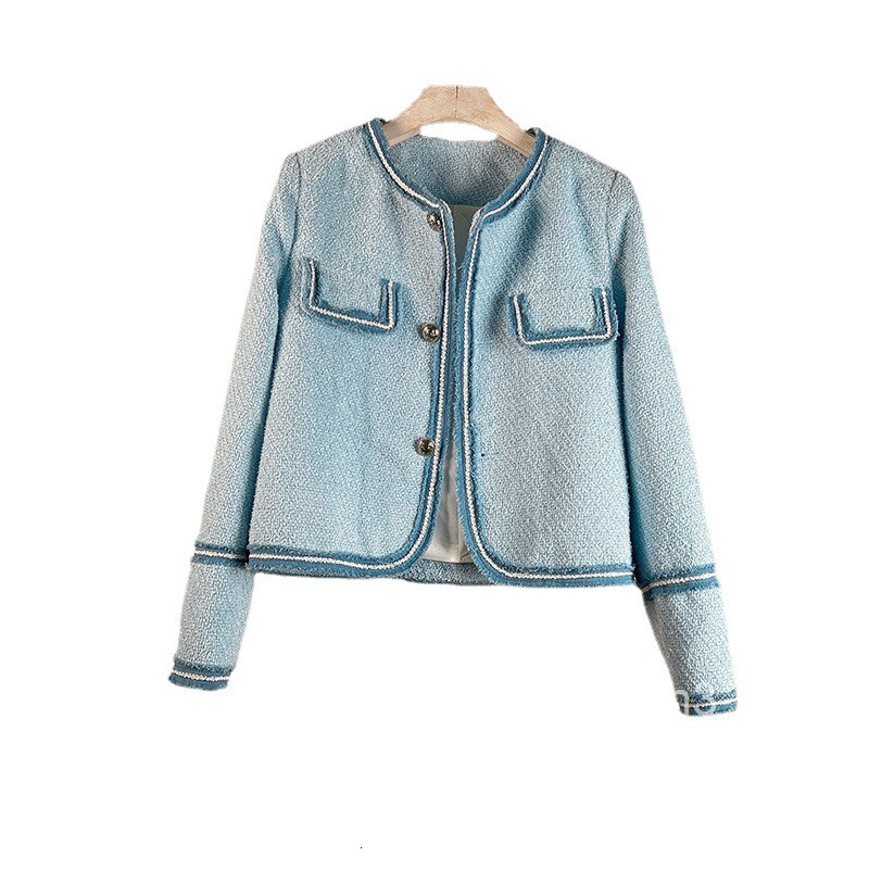 Fashionable and Elegant French Style Tweed Jacket for Women Trendy 2025 Spring and Autumn New Thick Tweed Slimming White Jacket for Shopping and Dates