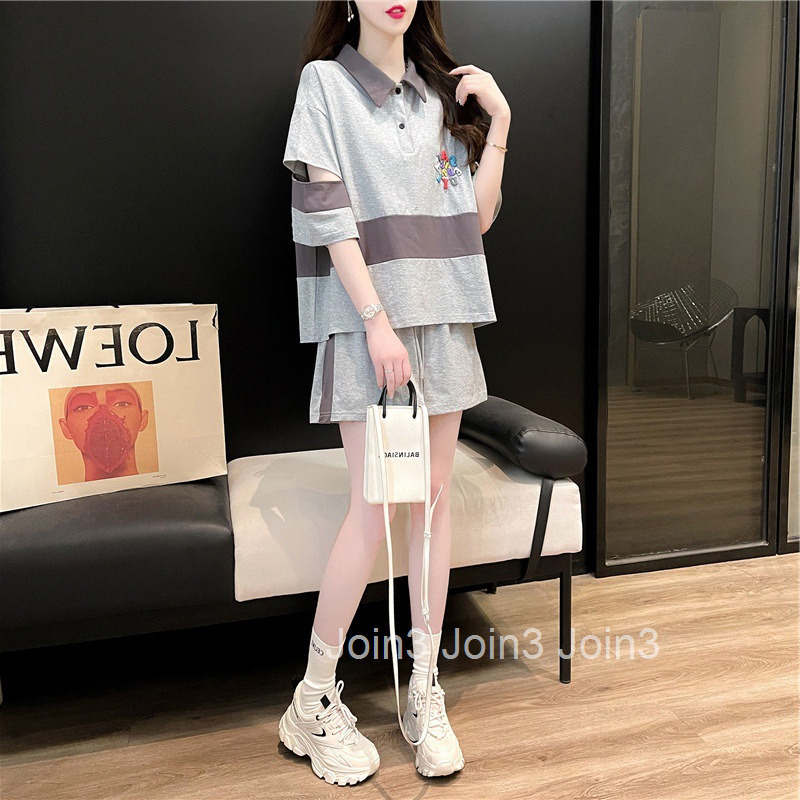 Summer New Cotton Casual Sports Style Professional Suit for Women Sweet and Salty Short Sleeve T-Shirt and Shorts Two-Piece Set for Women