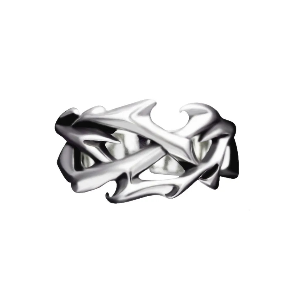 Creative Retro Irregularity Thorns Stainless Steel Opening Rings Gothic Punk Finger Ring for Men Women Personality Jewelry Gifts 250729