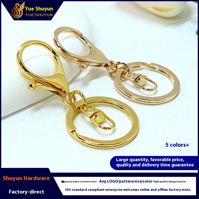 Zinc alloy lobster buckle bag hanging buckle keychain accessories DIY creative cartoon doll gift keychain gold color