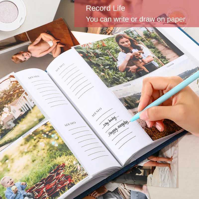 6-inch Interleaf Photo Storage Album Linen Cover 200/300pcs Writable Collection of Childrens Growth Photos Z250729