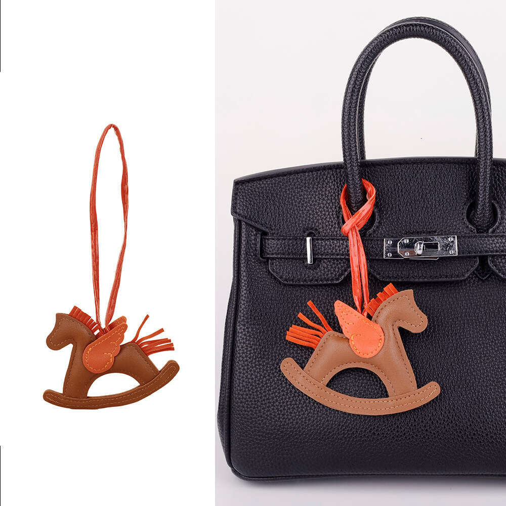 Childlike Series Handmade Patchwork Rare Leather Rocking Horse Little Pegasus Car Hanging Ornament Bag Pendant