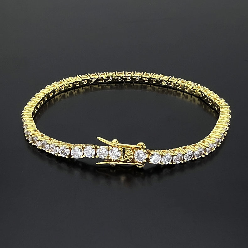 Tennis Chain Inlaid Full Dia Zircon Bracelet Gold-Plated Copper Jewelry