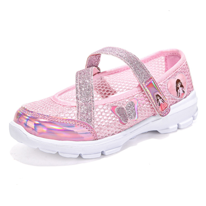 Single Mesh Girls' Summer New Style Frame Sneakers Hollow Out Children's Little Girl Trendy Breathable Princess Shoes