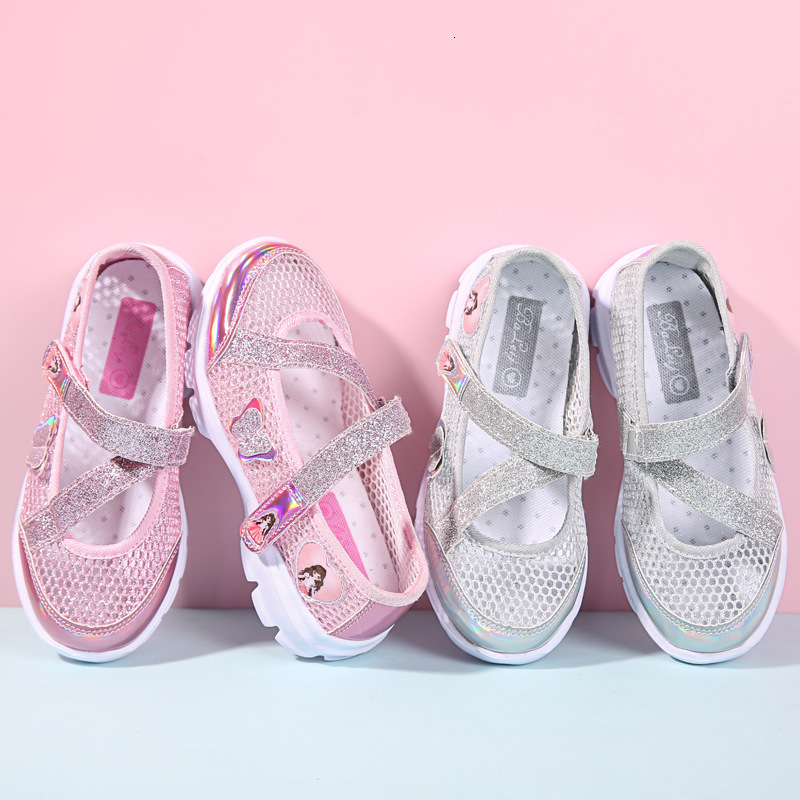 Single Mesh Girls' Summer New Style Frame Sneakers Hollow Out Children's Little Girl Trendy Breathable Princess Shoes