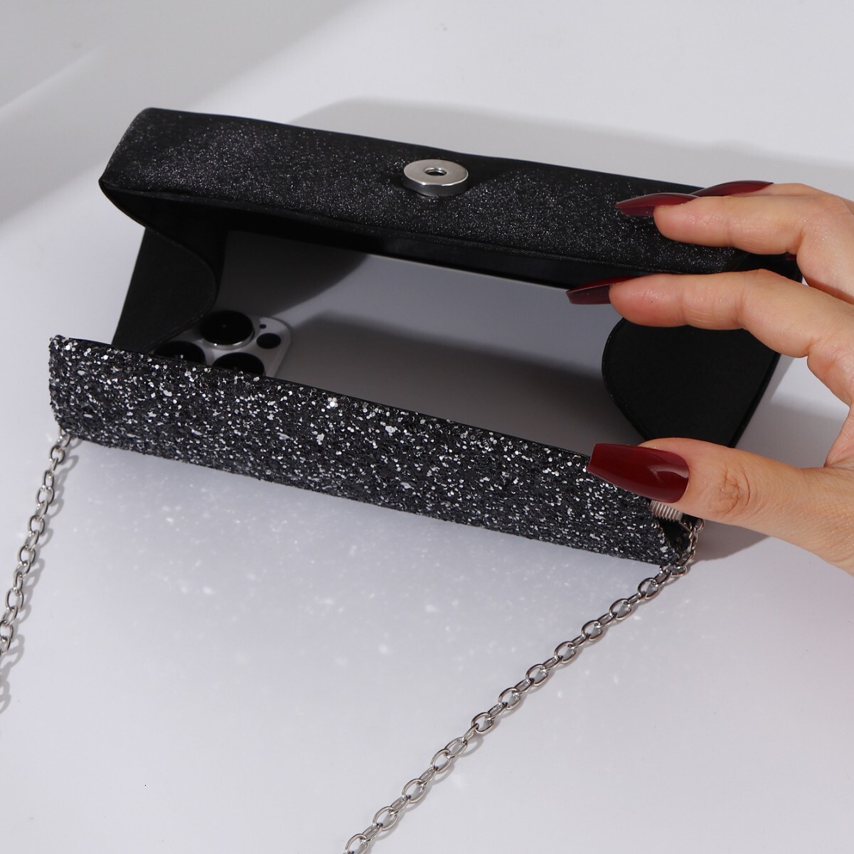 DHAL New Sequin Clutch Chain Banquet Dress Evening Ladies Square Bag