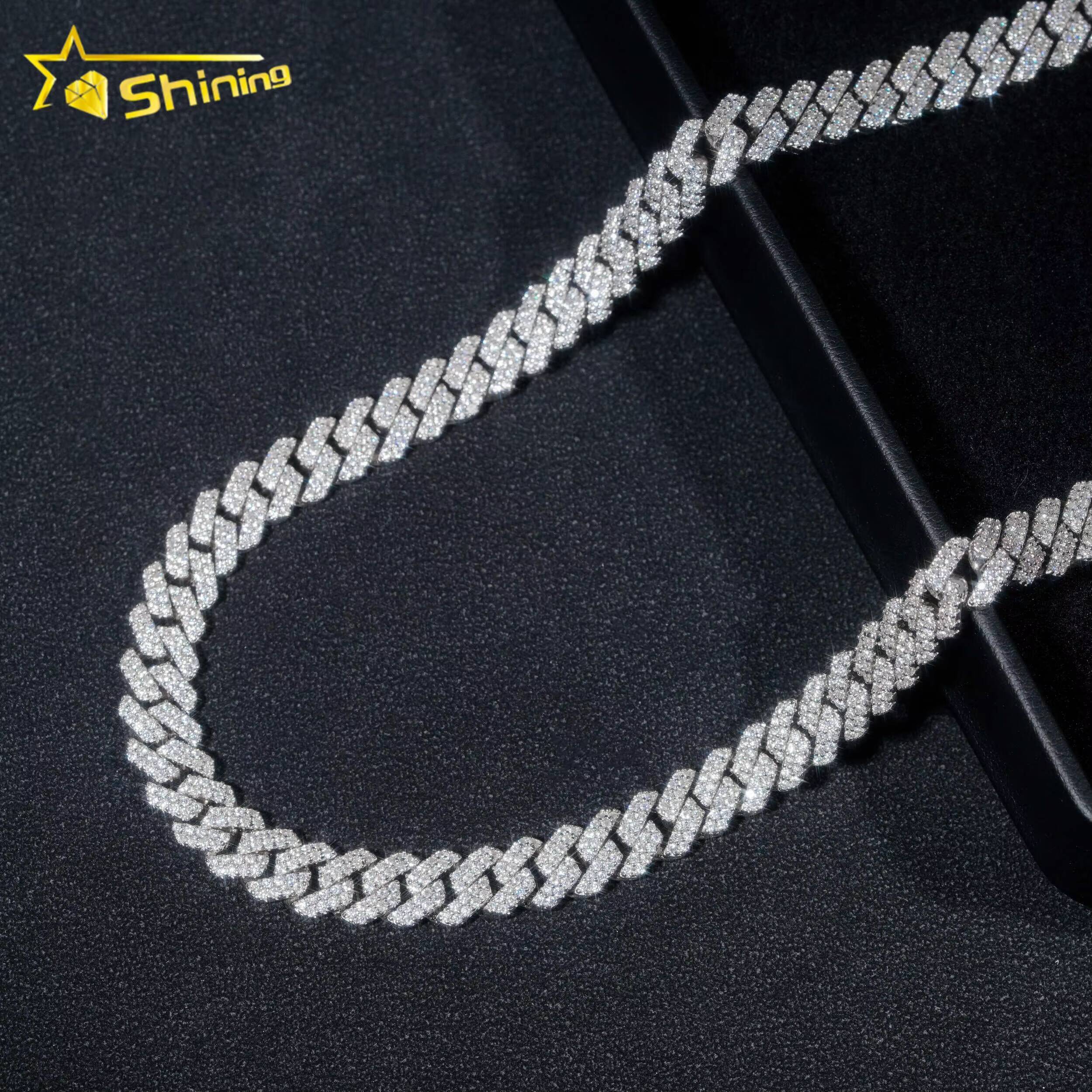 Stocks 8MM 925 Sterling Silver Gold Plated New Arrivals Hip Hop VVS D Color Moissanite Cuban Link Chain