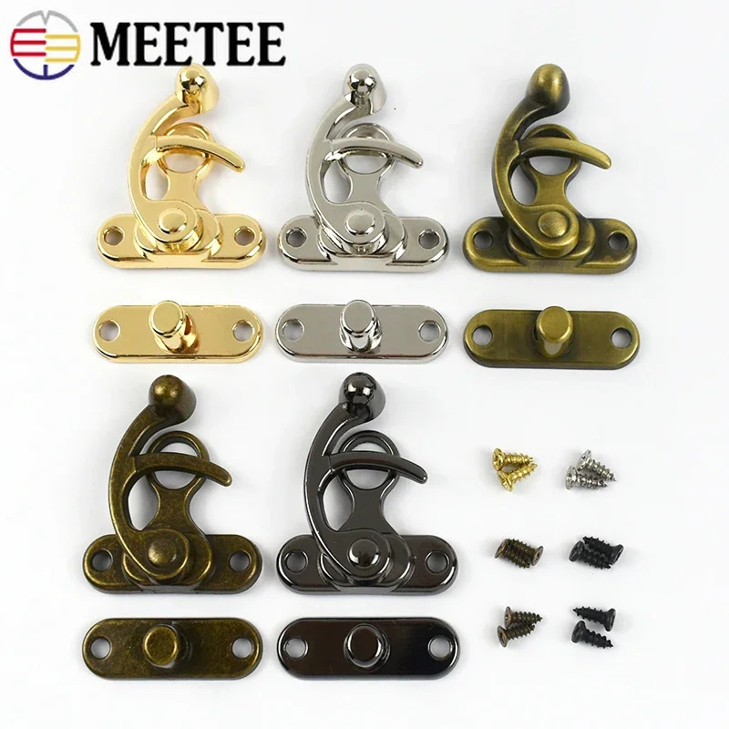 1-5Pcs 45X37mm Metal Bag Buckles Handbag PadLock Hasp Clasp Luggage Replacement Lock Jewelry Box Screws Toggle Accessories 250723