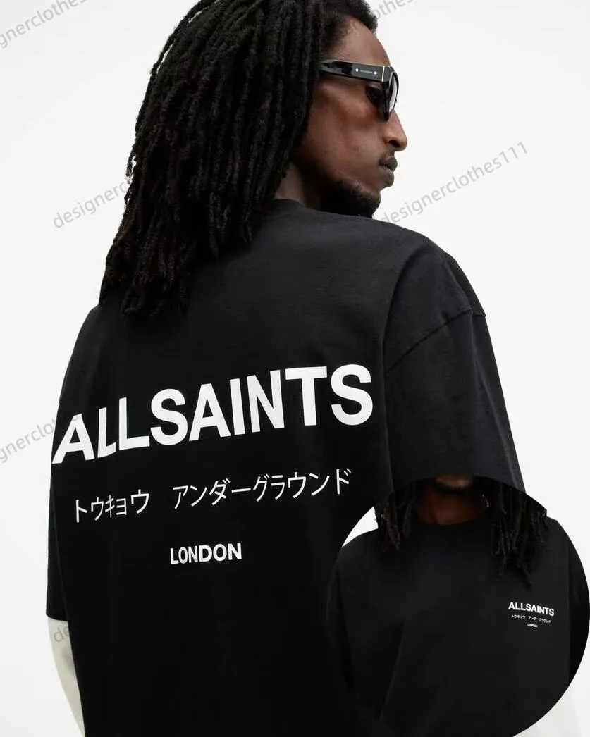AllSaint Men's T-Shirts Trend Brand All Saints tshirt Underground Temple Cotton Womens T-shirt Mens Short Slip Couple Casual Loose Harajuku Top designer t shirt