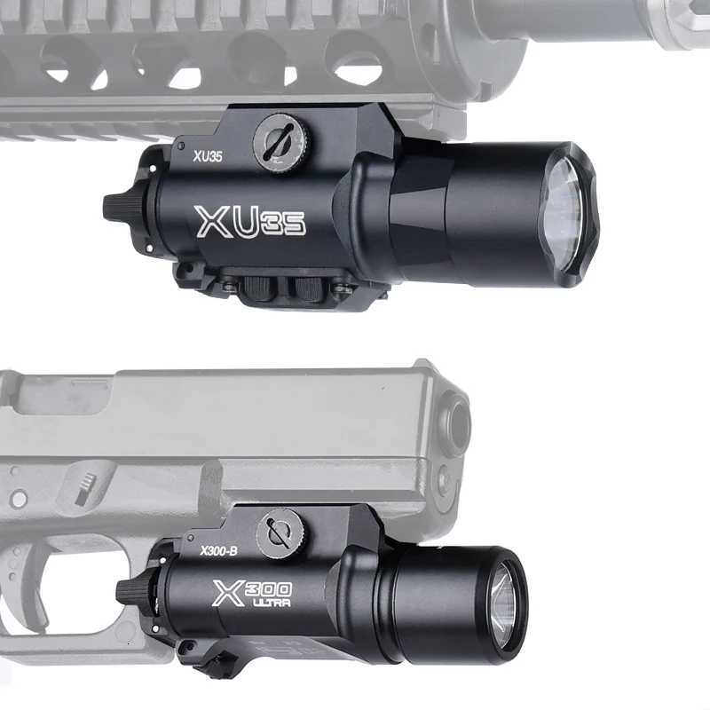 WADSN Tactic X300 X300U Metal Hanging Pistol Flashlight Strobe LED Fits 20mm Rail Airsoft X300-B X300U-B XU35 Hunting Gun Light XJ250728