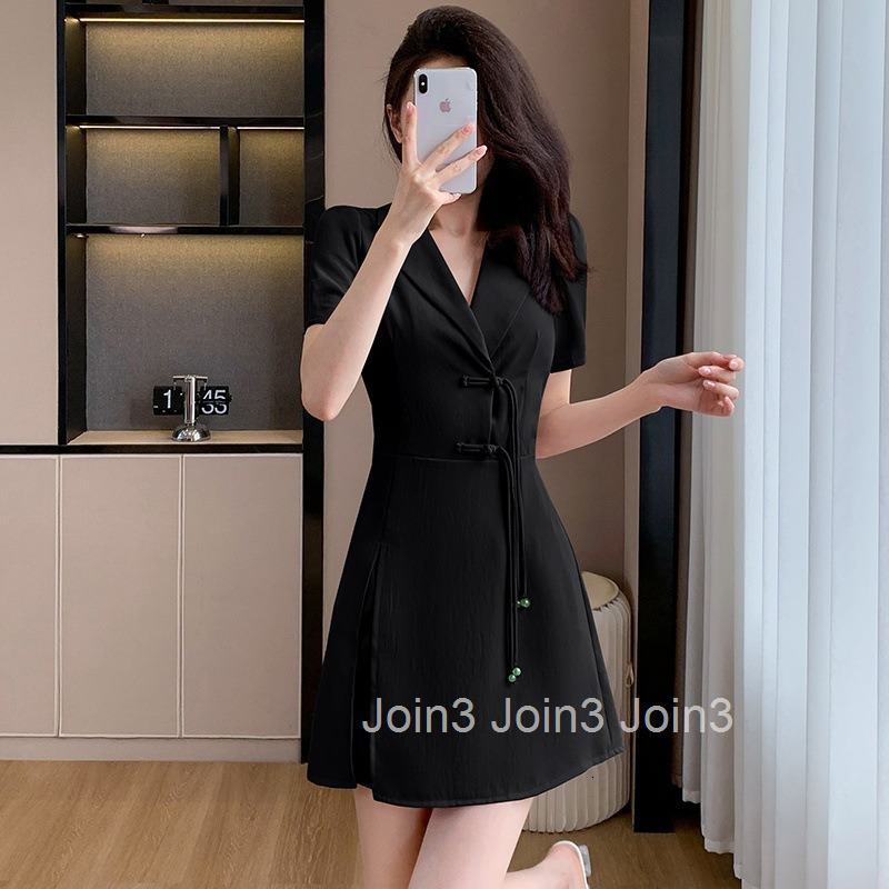 Summer Socialite Style National Style Shorts Set Womens Button Short Sleeve Top Blazer Dress Set