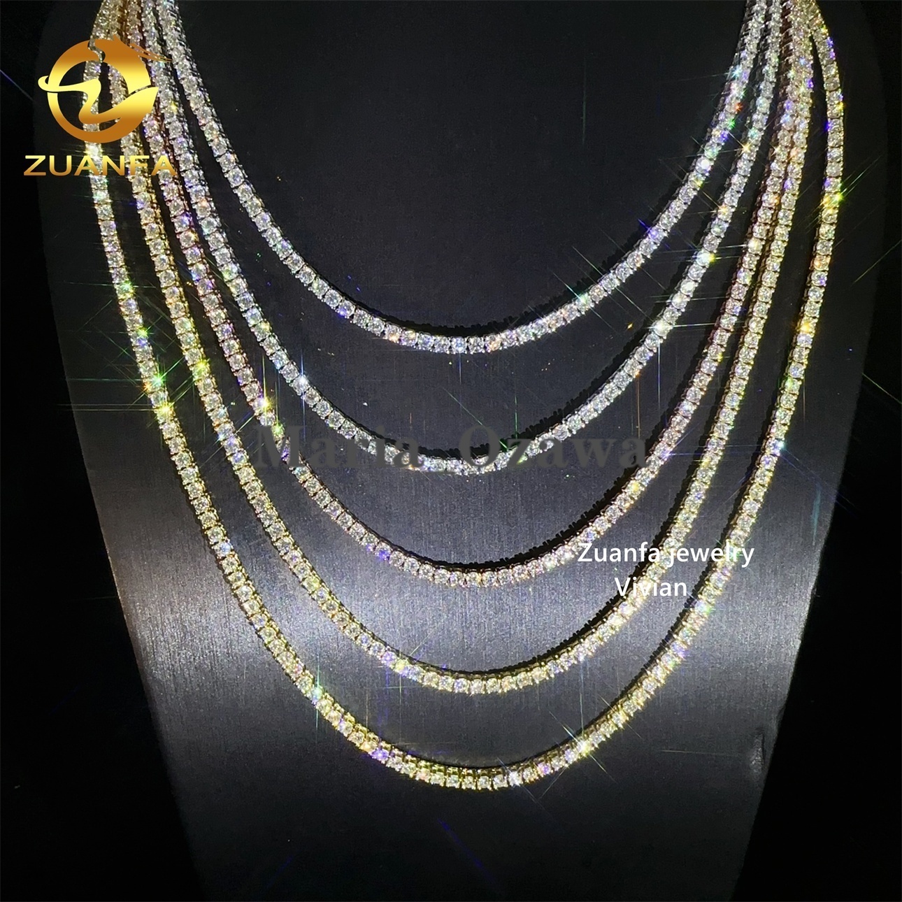 4mm Luxury Fashion 925 Sterling Silver Full Size Tennis Bracelet Necklace VVS Moissanite Diamond Tennis Chain