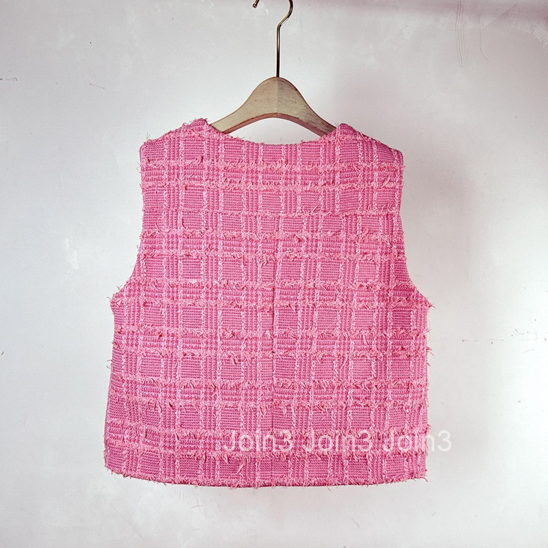 Summer New Style Socialite Elegant V-Neck Tweed Vest High-End French Short Vest Women