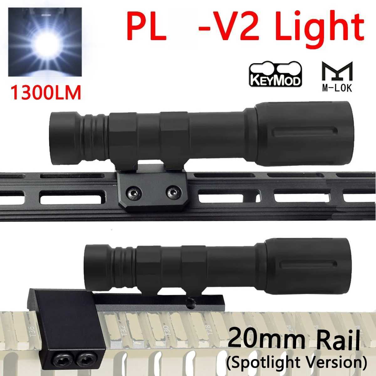 MOD PL V2 Flashlight High 1300 Lumens Tactical Weapon Gun Light with Pressure Remote Switch Spotlight Unit Hot Button Mount R250728