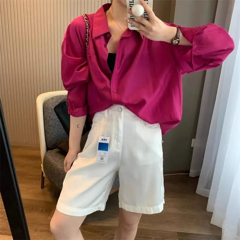 Women Long Sleeve Shirt Lyocell Tops Lazy Style Loose Light Breathable Colorful Sunscreen Womens Tops 250729