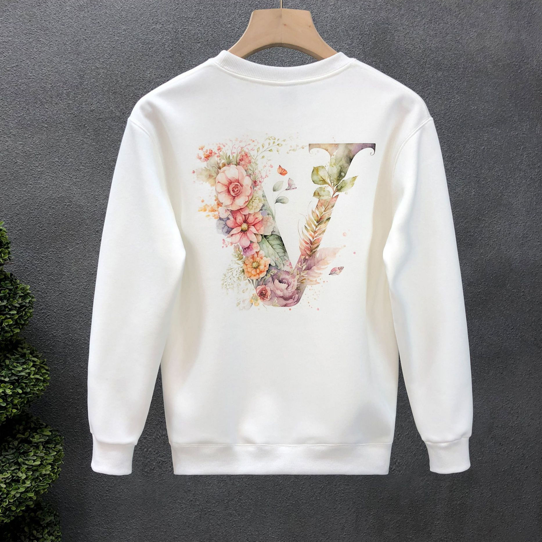 Men's Light Luxury Printed Sweatshirt Trendy Brand Stylish Spring Top 2025 Winter New Style Men's Base Layer M-5XL white black