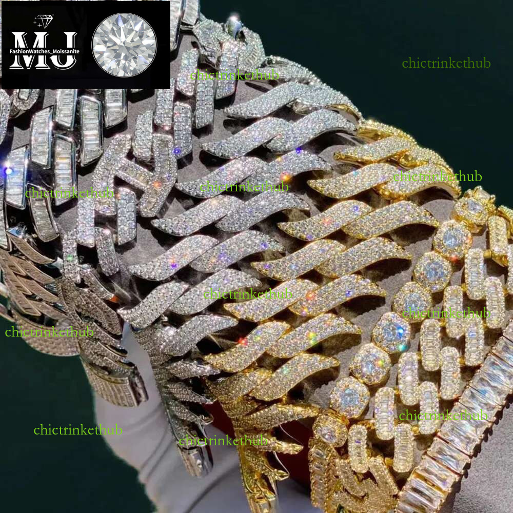 Charm Bracelets Iced Out Cuban k Bracelet For Men Prong Setting CZ Cubic Zirconia Two Tone Color Chain Bangle Hip Hop Jewelry 230815