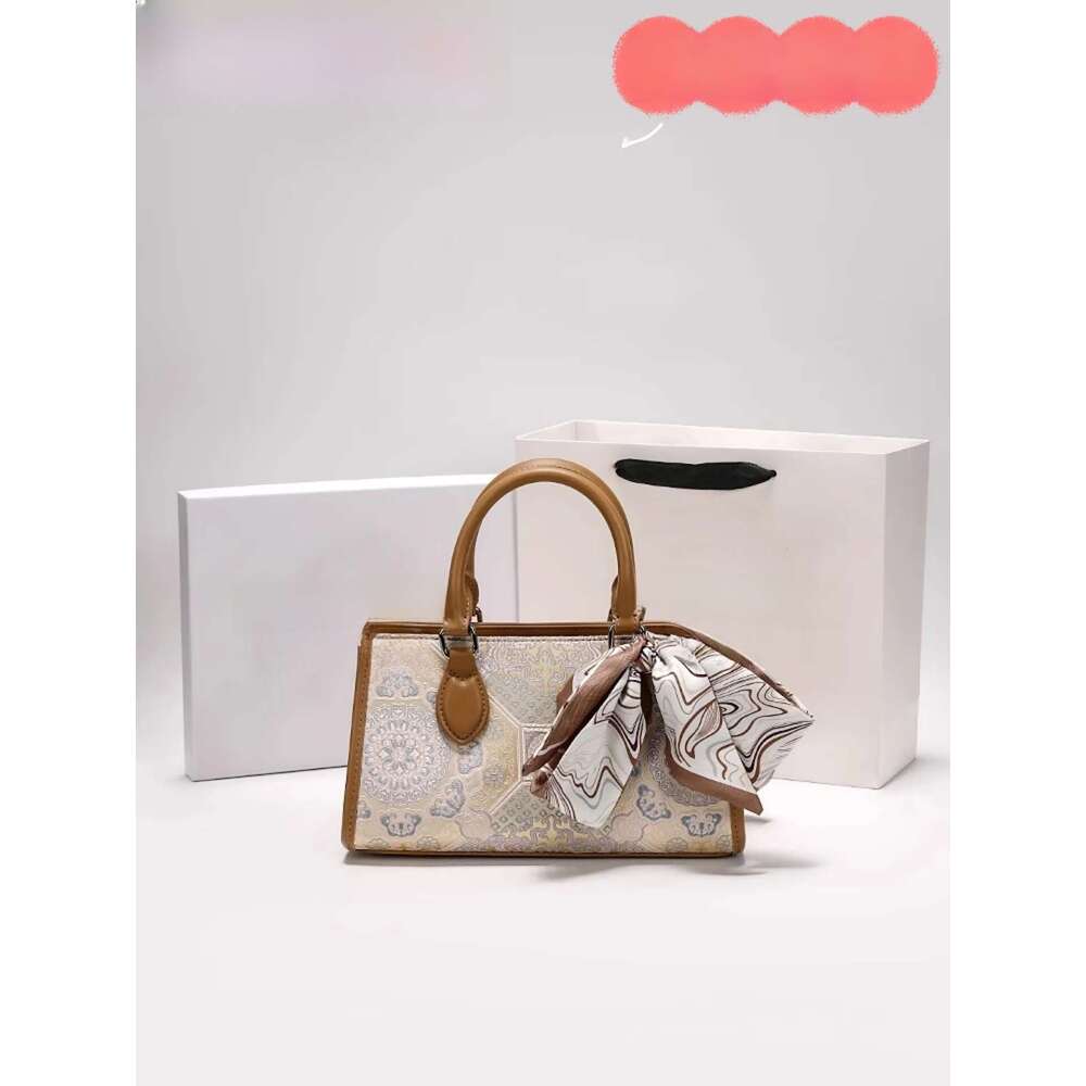 Designer Luxury Popular Handbag With Charming Chinese Style Embroidery Scarves Women Stylish And Versatile Shoulder Crossbody Bag