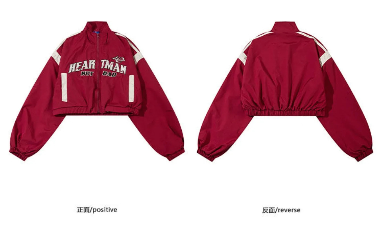 American Retro Spice Girls Short Trench Coat Women Y2K High Waist Motorcycle Wind Red Street Baseball Uniform 250715