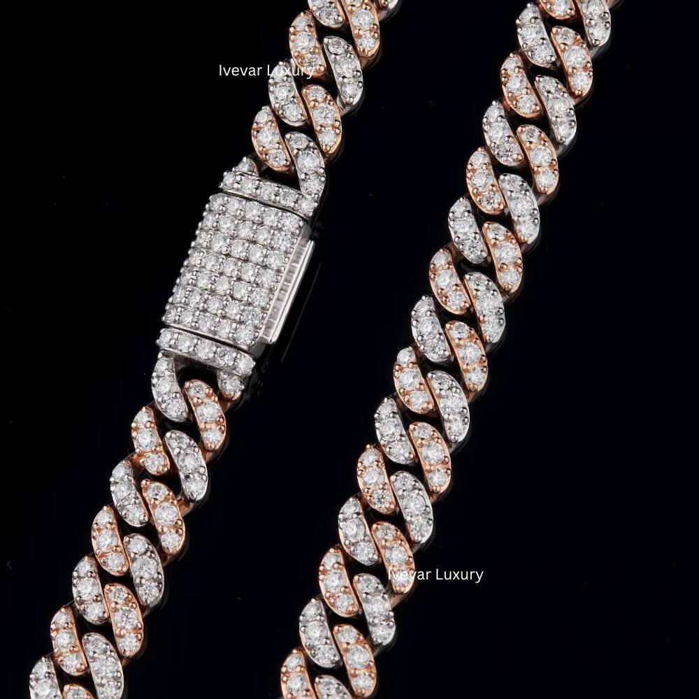 GRA VVS Moissanite 12MM 3ROWS Iced out Cuban Link Chain Sterling Silver 925 Hip Hop Mens Necklace Main Stone Diamond