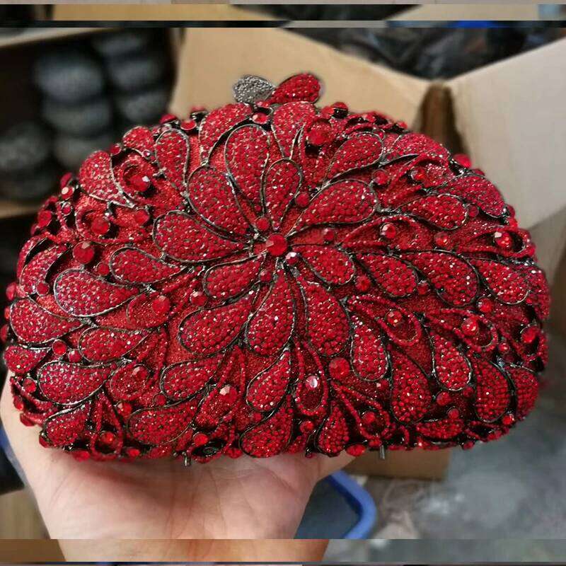 Full Stones Minaudiere green/Red ClutcH Crystal Evening Bags Handbag Women Party Prom Bag Bridal Clutches Wedding Purse