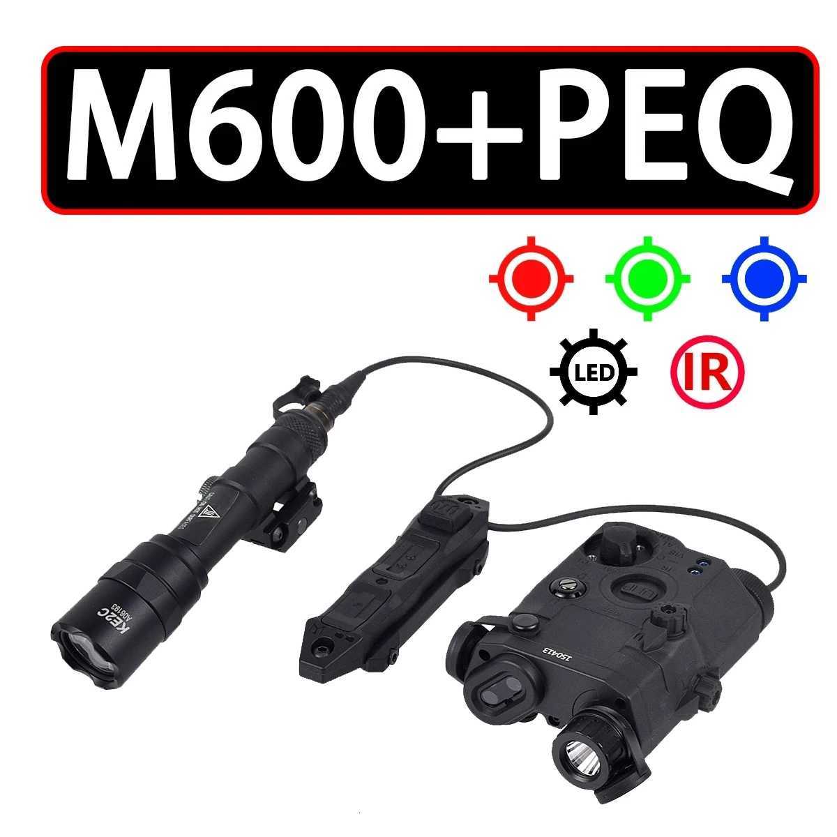 Tactical Airsoft SF M600 PEQ15 PEQ-15 LA5C Red Green Blue Dot Laser Indicator IR Fill Light Hunting Scout AR15 Fit 20MM Rail XJ250728