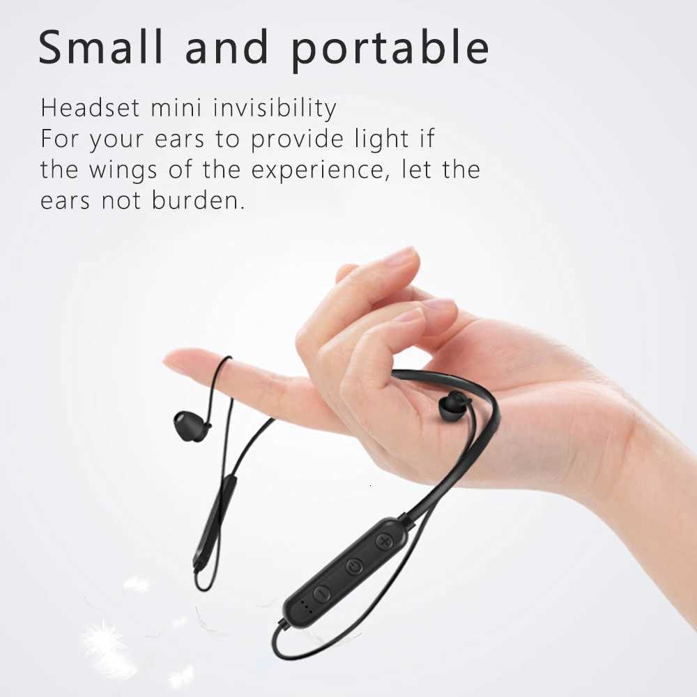 Wireless V5.0 Sleeping Earphone Soft Silicone Stereo Sports Earbuds Hanging Neck Headset Noise Cancelling Halter Movement R250728