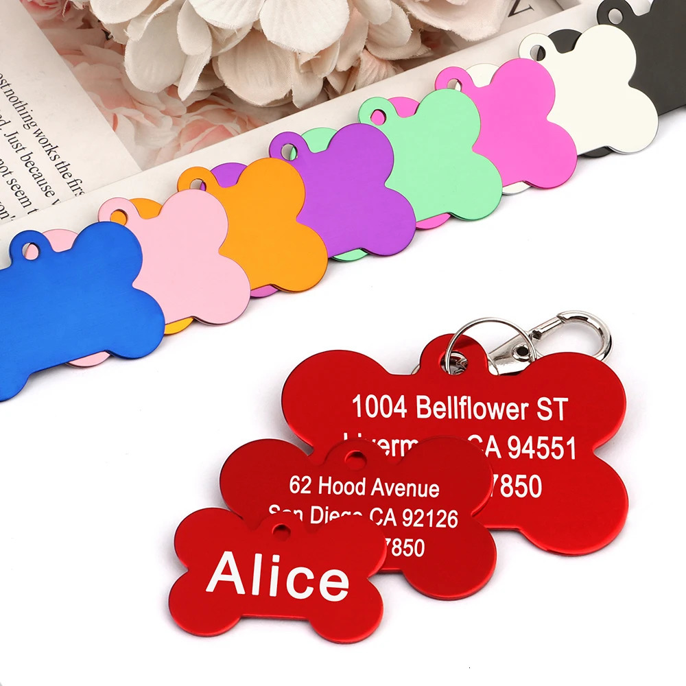 Bone Shaped Pet ID Tag Personalized Dog Cat Name Tags Anti-lost Free Engraving Collar Pendant Bone for Small Medium Large Pet 250729