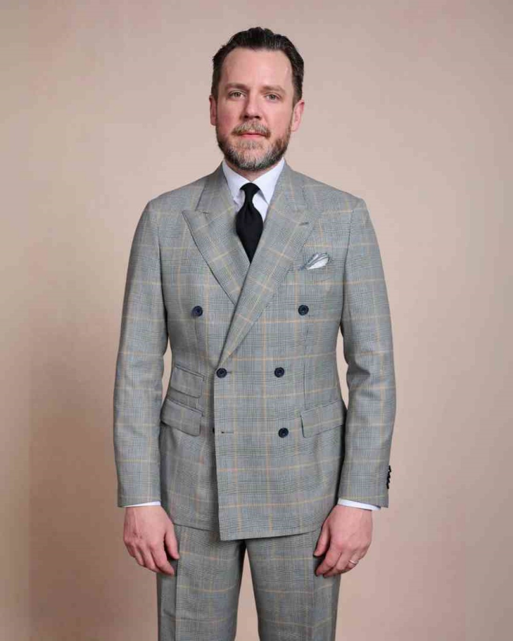 Modern Striped Men Suits 2 Pcs Jacket Pants Double-breasted Peaked Lapel Formal Business Evening Party Customized