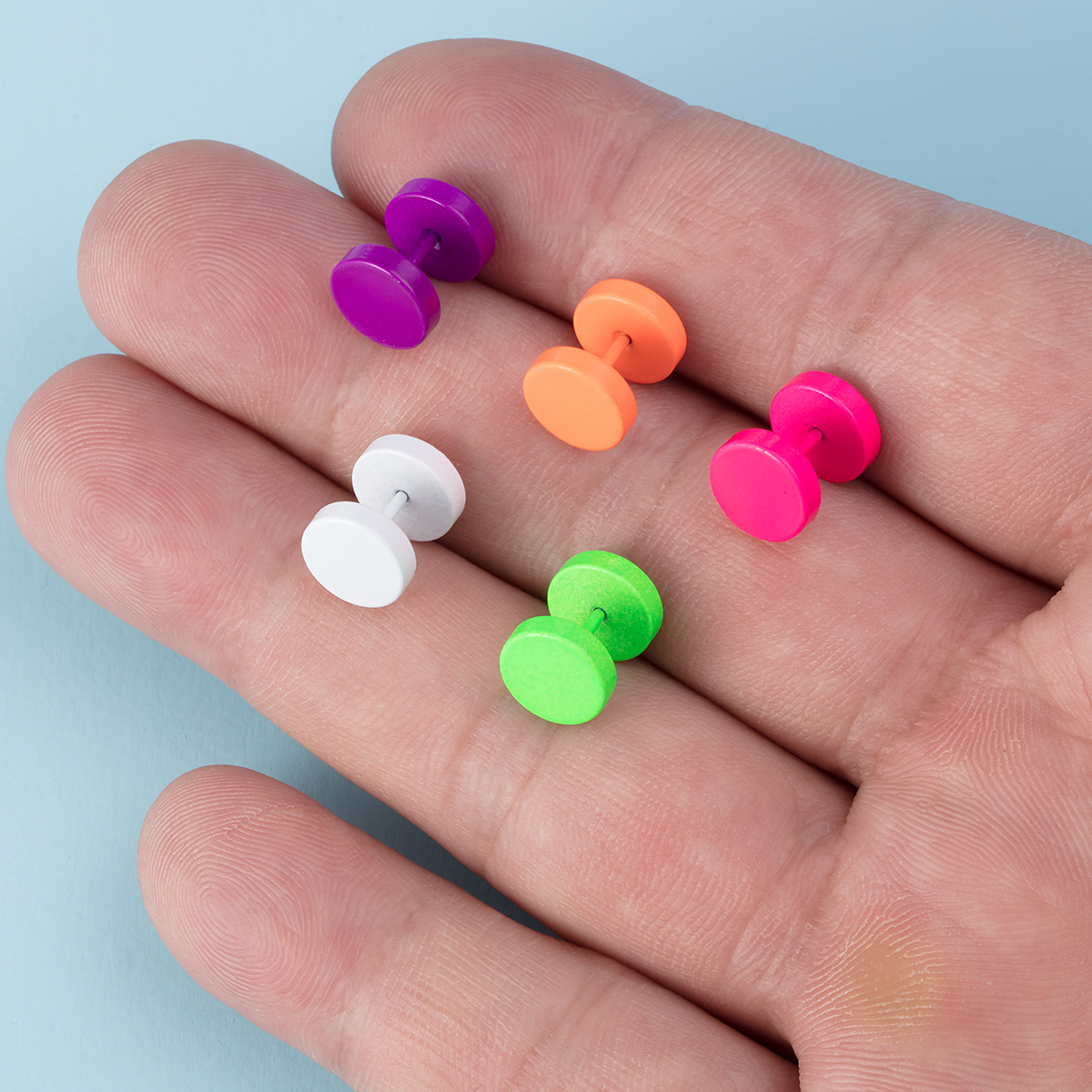 Baking paint stainless steel round cake ear bone nail human piercing earring jewelry wholesale