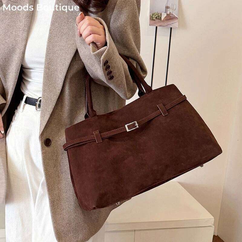 MOODS Big Size Top-handle Bags For Women Suede Large Capacity Shoulder Shopper Totes 2025 Spring Latest Designer Handbags