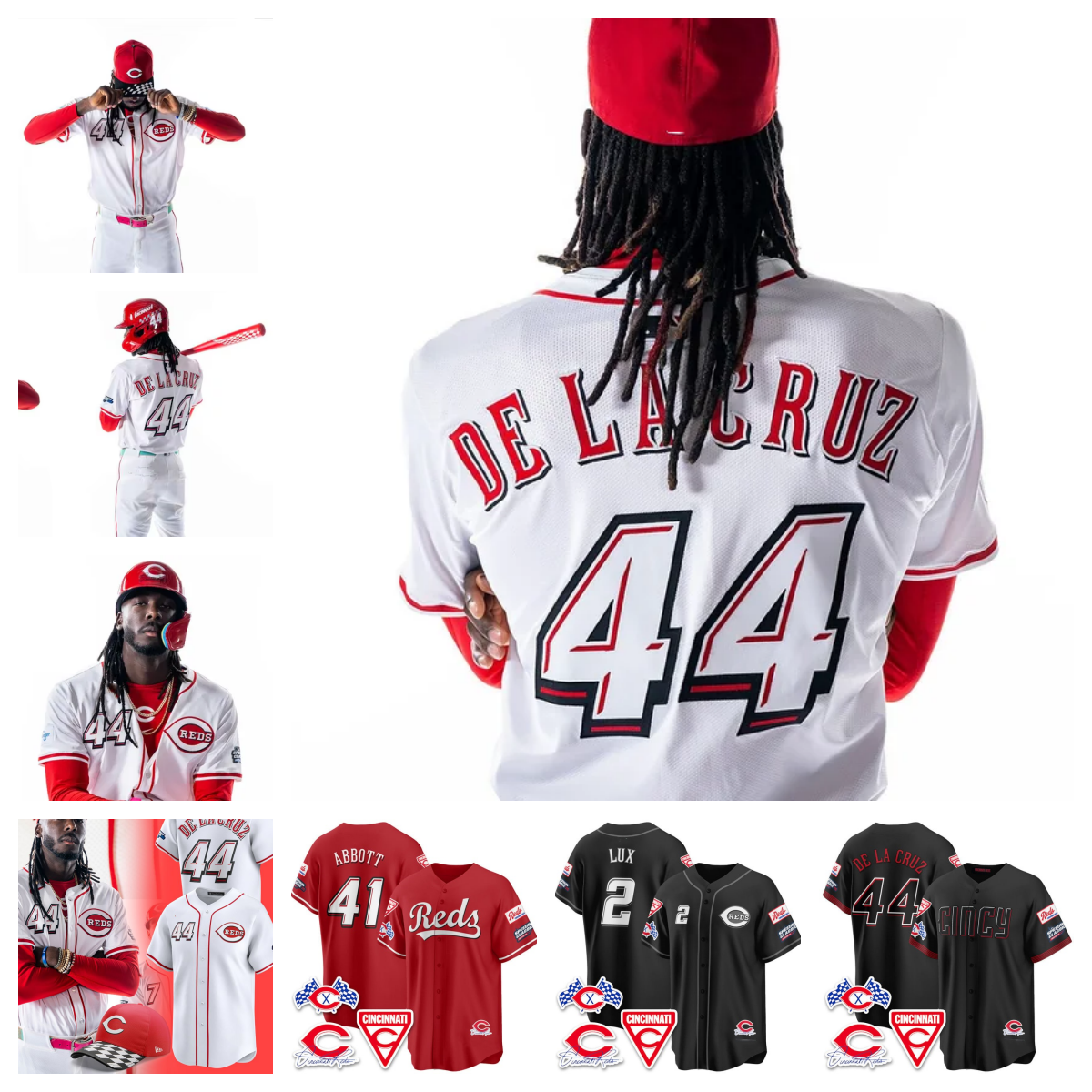 Reds 2025 CINCY 44 Elly De La Cruz Baseball Jersey 14 patch Pete Rose Spencer Steer Jonathan India Tyler Stephenson Barry Larkin Will Benson Men