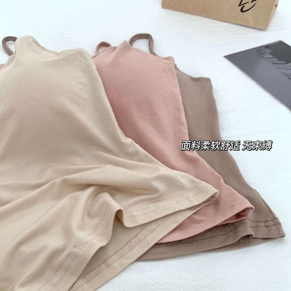 Designer T Shirt Summer Solid Color Camisole Vest For Women With Built-In Chest Pad, Expanding Chest, Suitable For Outerwear And Innerwear, Slim Fit B