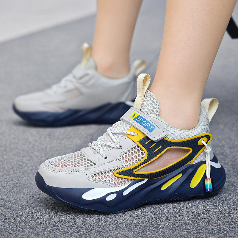 Perforated Frame Kids, Spring and Summer Breathable Solid Sole Dad Shoes, Single Mesh Casual Shoes for Kids