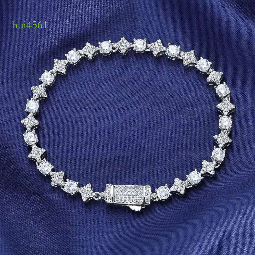Wholesale Trendy Jewelry Sterling Sier Moissanite Cross Star Tennis Chain Bracelet for Men Parties