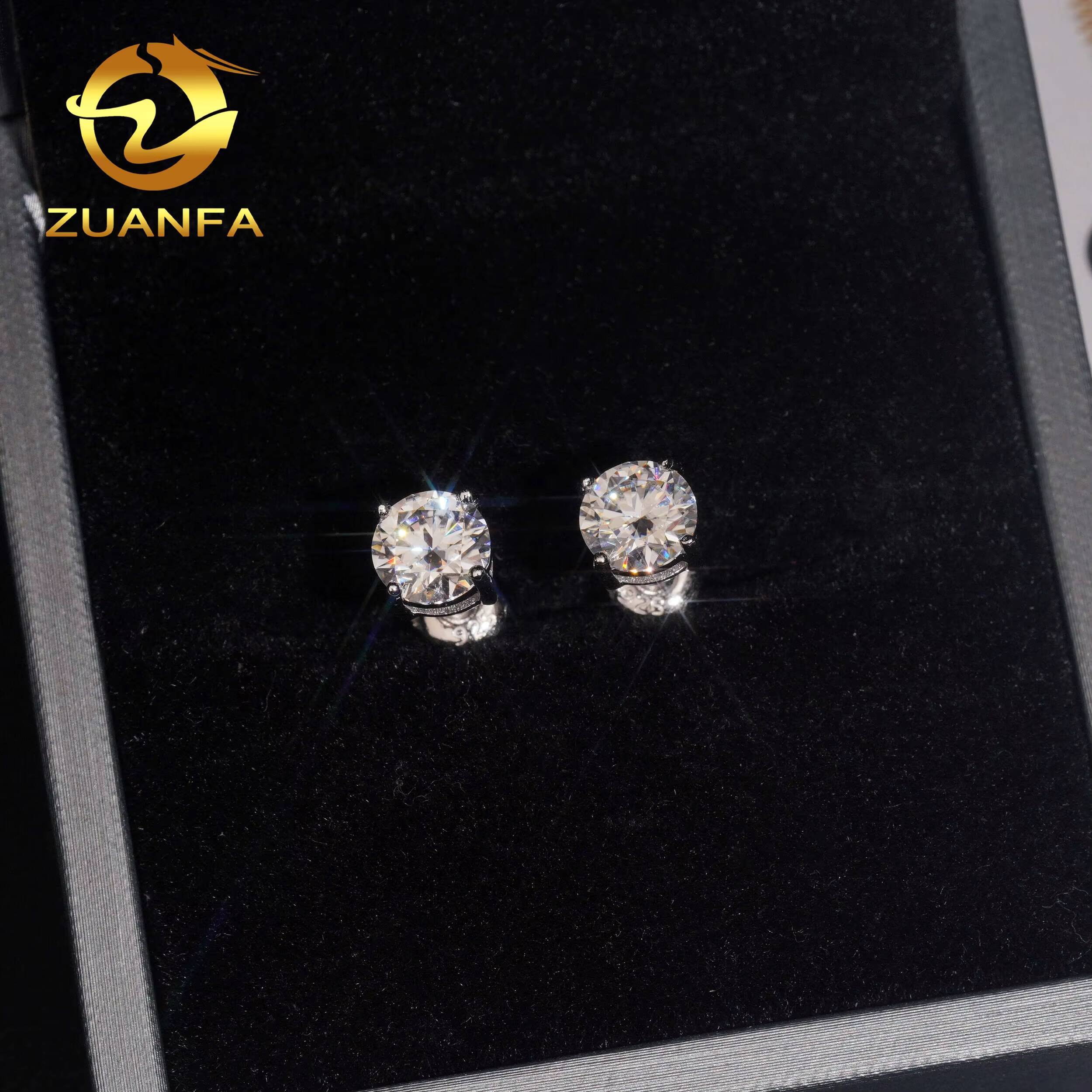 Fast Shipping Regular Classic 6.5mm 925 Sterling Silver D Color VVS Moissanite Stud Earrings