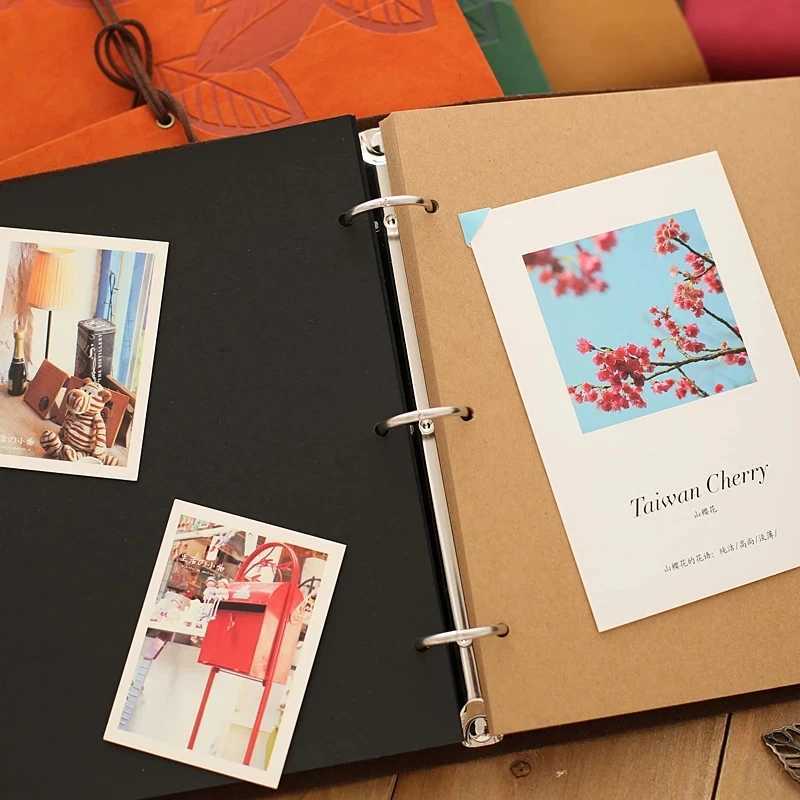 8 Inch PU Leather Kraft Paper Photo Albums 30 Sheets for Baby Birthday Gifts Leaves Home Decor Young Commemoration Z250729