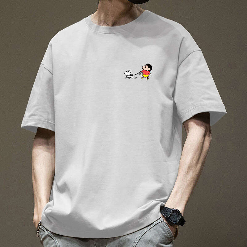 Designer T Shirt Heavyweight Pure Cotton Hong Kong Style Short Sleeve T-Shirt For Men Summer Cartoon Loose Trendy Ins Couple Matching Top Graphic Tee 