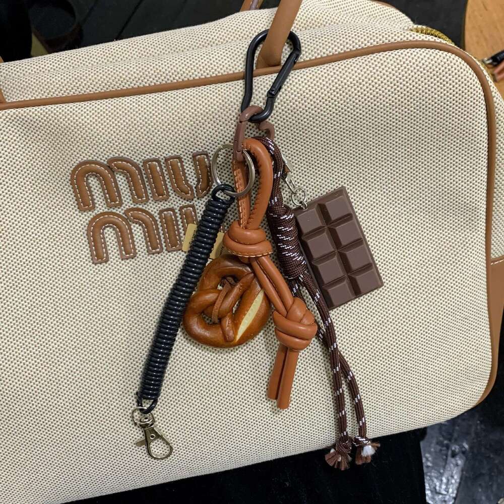 Miu Series Alkaline Water Bread Ins Bag Pendant Bagel Chocolate Climbing Rope Keychain Decoration Hanging Chain Trend