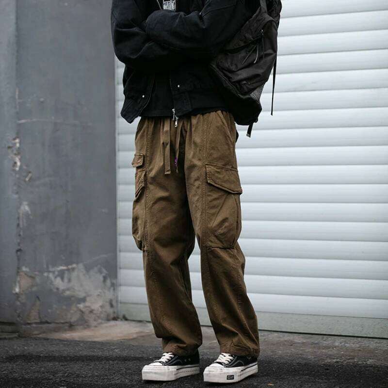 Oversized Cargo For Men Multi Pocket Loose Fit Streetwear Casual American Style Korean Trendy Fashion Straight Leg Pants 250726