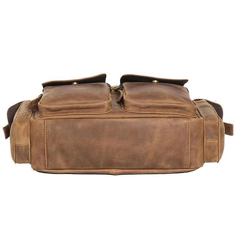 Highend Vintage A4 Brown Black 100% Genuine Leather Executive Office Men Briefcase Messenger Bag Portfolio Handbag M1636