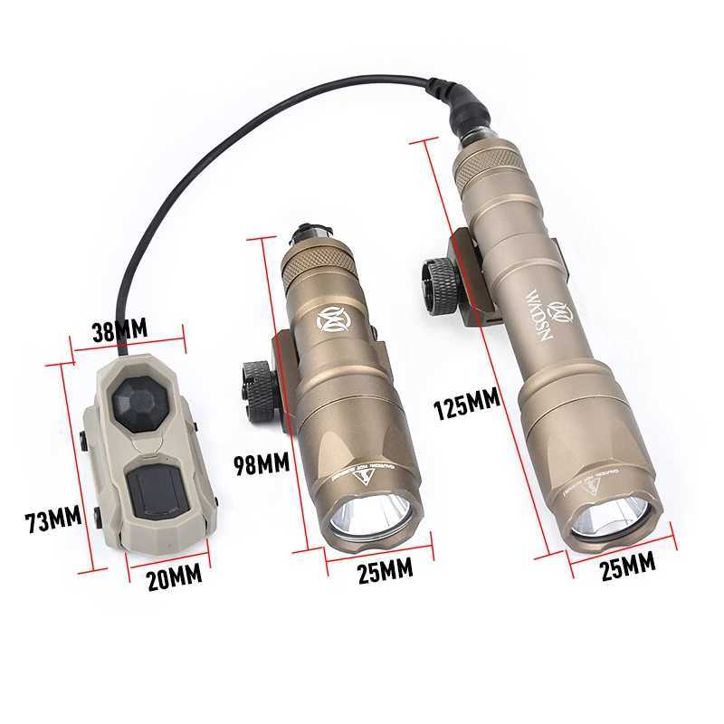 WADSN M600 M600C Tactical Flashlight Airsoft Hunting Aisoft Weapon Scout Light Axon Dual Function Switch Picatinny Rail XJ250728
