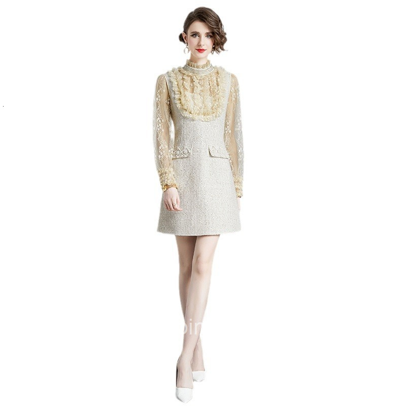 Autumn Winter New Plus Size Women Heavy Craftsmanship High-end Slim Fit Long Sleeve Base Dress Inner Wear Mid-length Dress Outer Wear