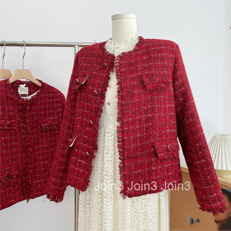 New Year Festive French Style High-End Chic Little Fragrance Style Elegant White Duck Down Woolen Coat for Women Thickened Down Jacket Short Style